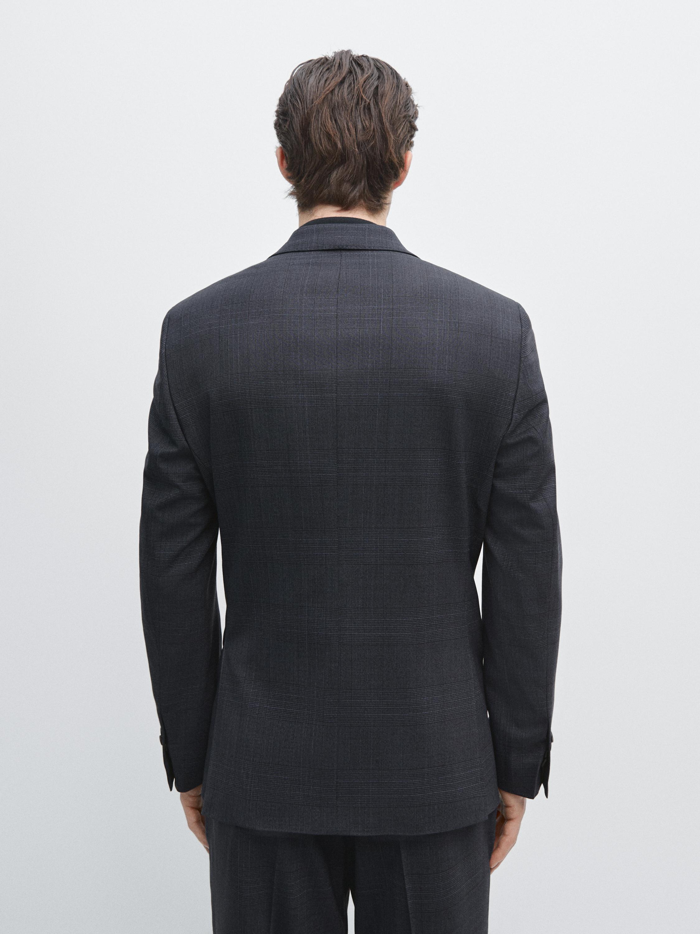 Cool wool blend check suit blazer